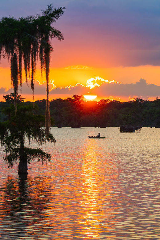 sunset over Lake Martin, Louisiana featured in Louisiana nature photography