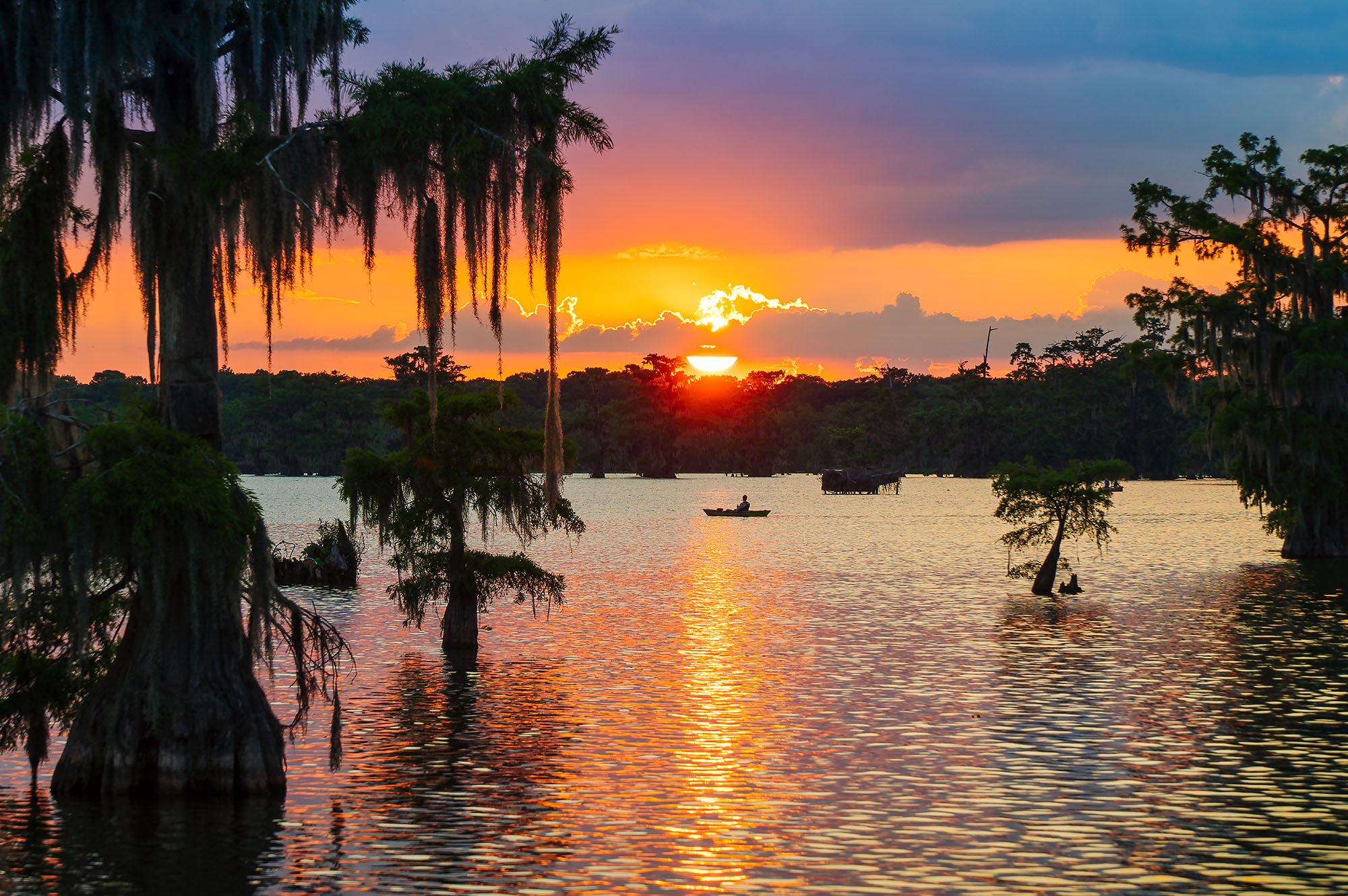 sunset over Lake Martin, Louisiana