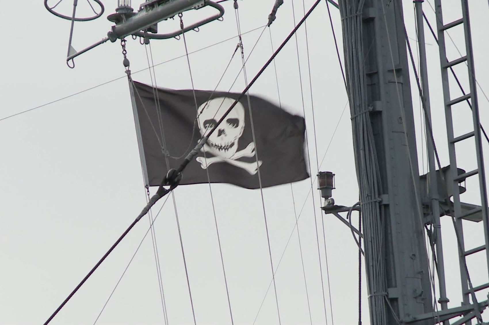 pirate flag on the USS Kidd Destroyer