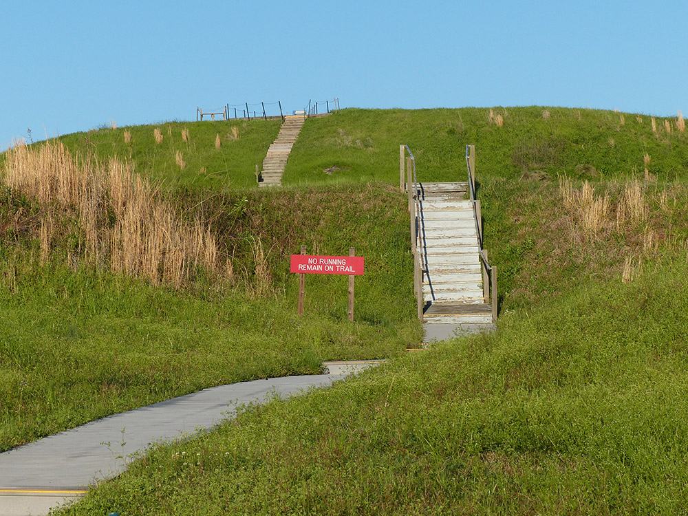 steps leading to the top of Mound A at Poverty Point World Heritage Site in Louisiana