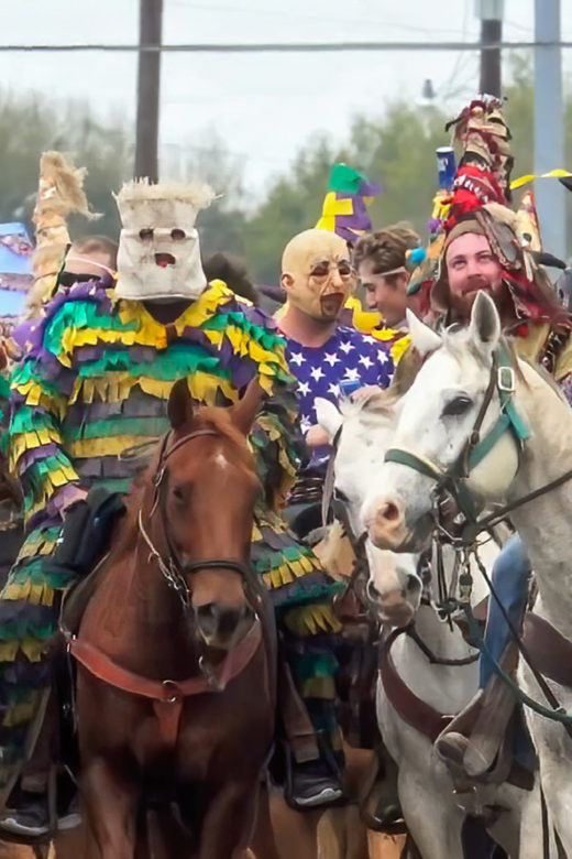 Mardi Gras riders on horseback celebrate in Mamou