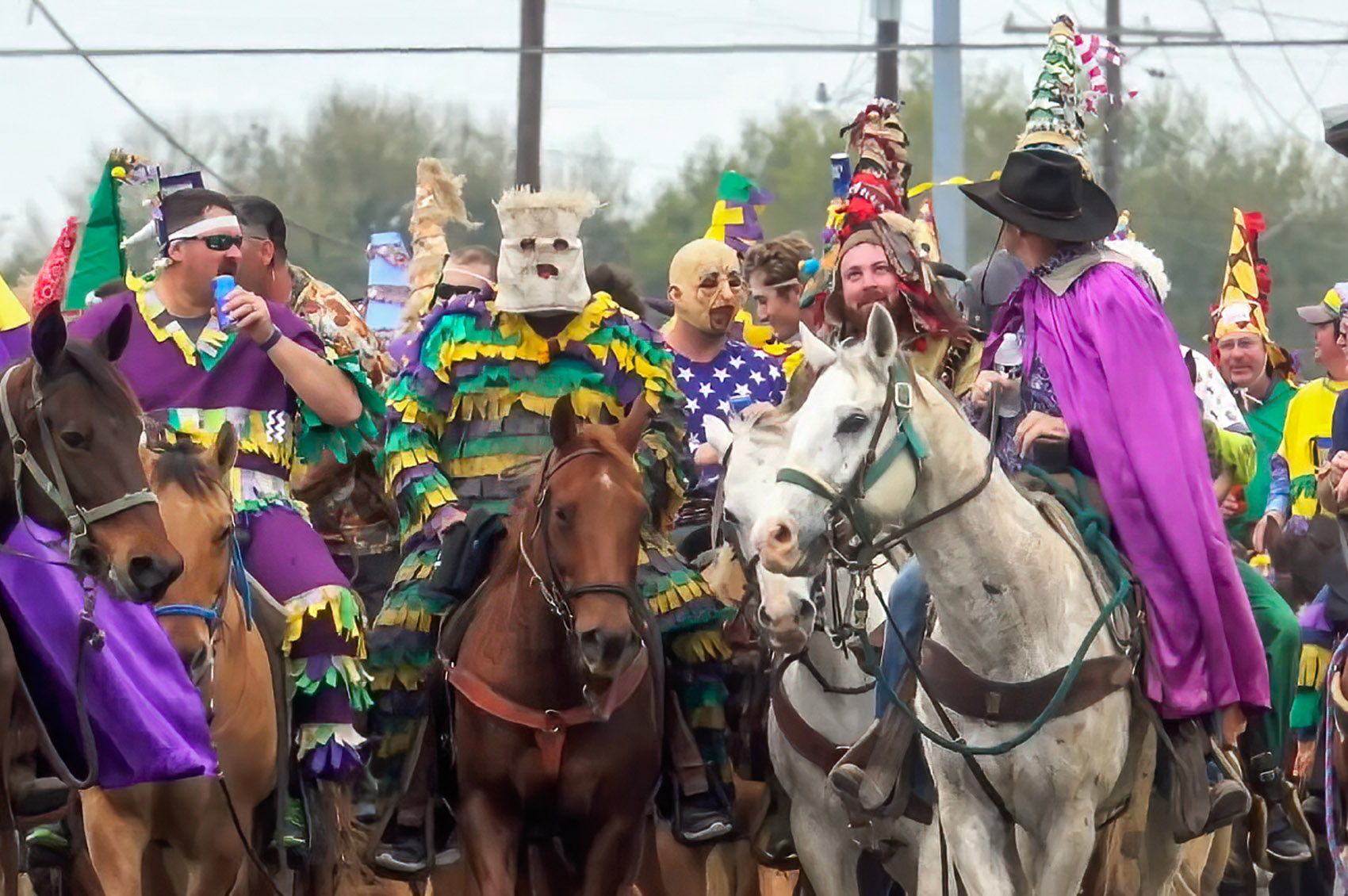 Mardi Gras riders on horseback celebrate in Mamou