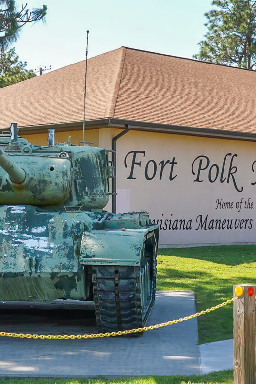 world war 2 tank in front of Fort Polk Museum Louisiana