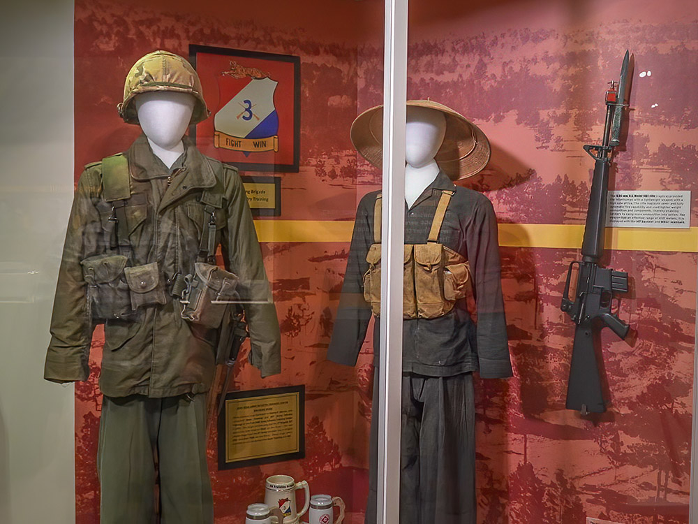 uniforms used in the war in Vietnam at Fort Polk Museum Louisiana