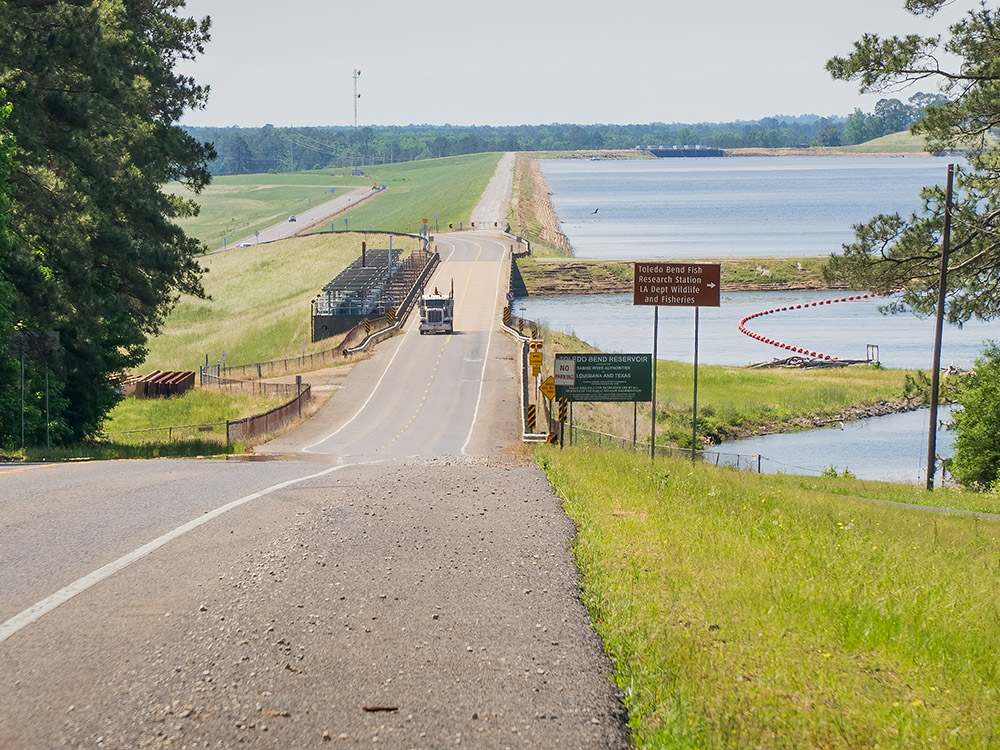 dam at Toledo Bend Reservoir on Louisiana Texas state line