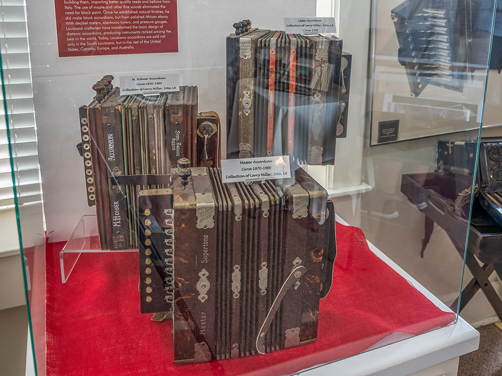 accordions used for playing Cajun music at Gueydon Museum