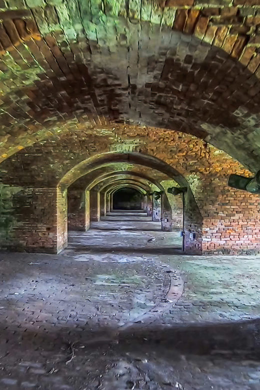 red brick archways interior of Fort Jackson Louisiana