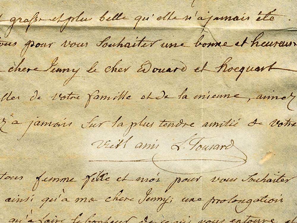 letter written in French with Tousard signature