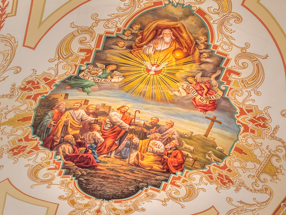 religious painting on church ceiling