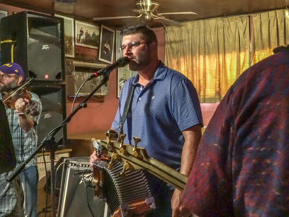 Troy Lejeune sings and plays accordion at Freds in Mamou Louisiana