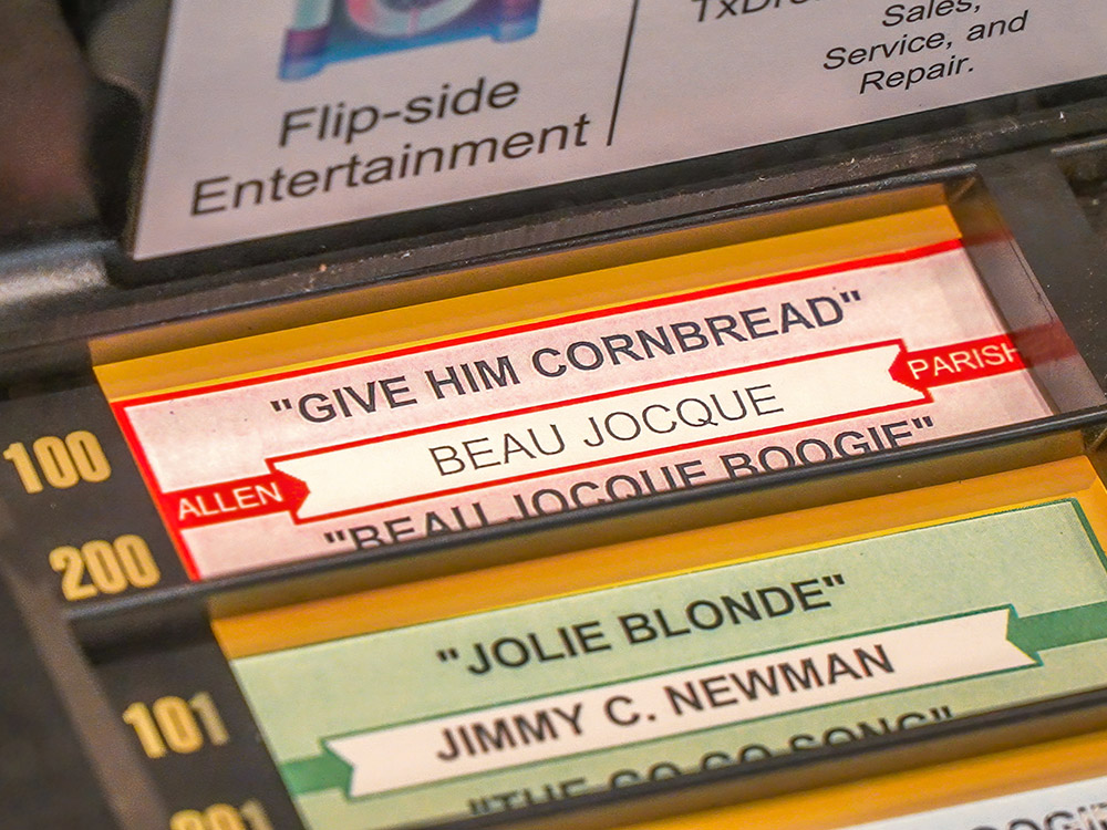 juke box song label with give him cornbread by beau jocque and jolie blonde
