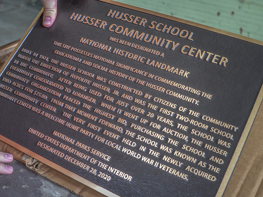 national historic landmark plaque for husser school and community center