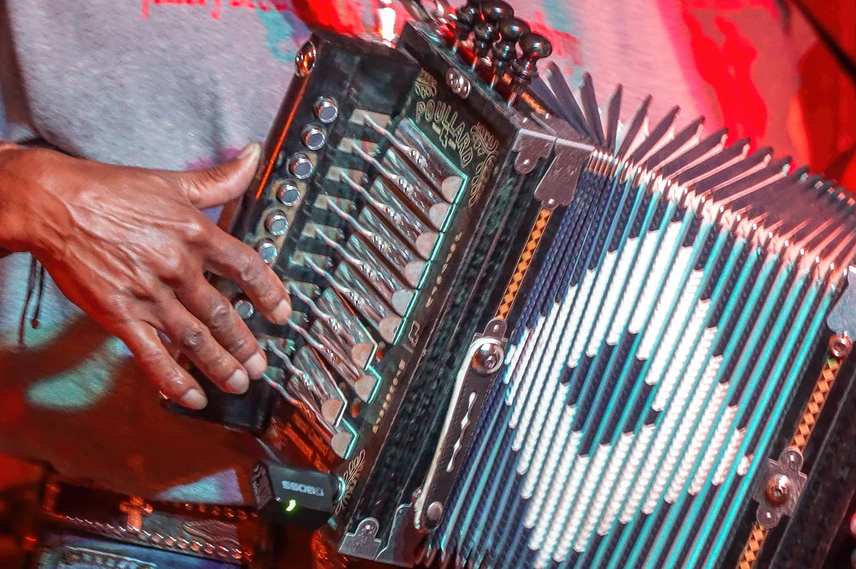 hand on keyboard playing cajun accordion