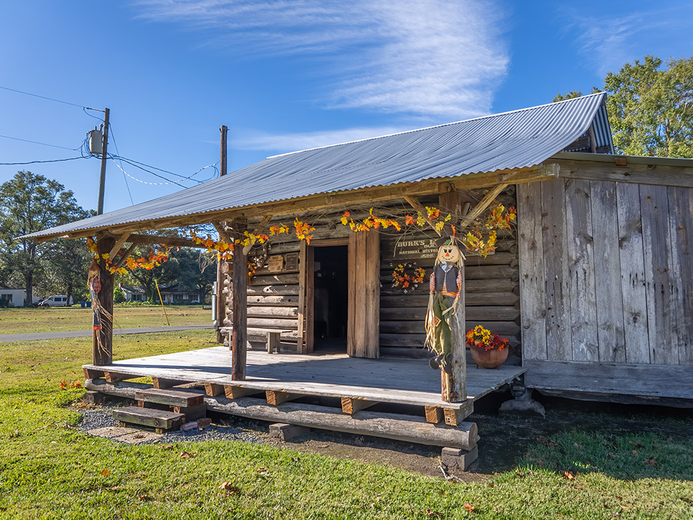log cabin at Merryville Museum Louisiana