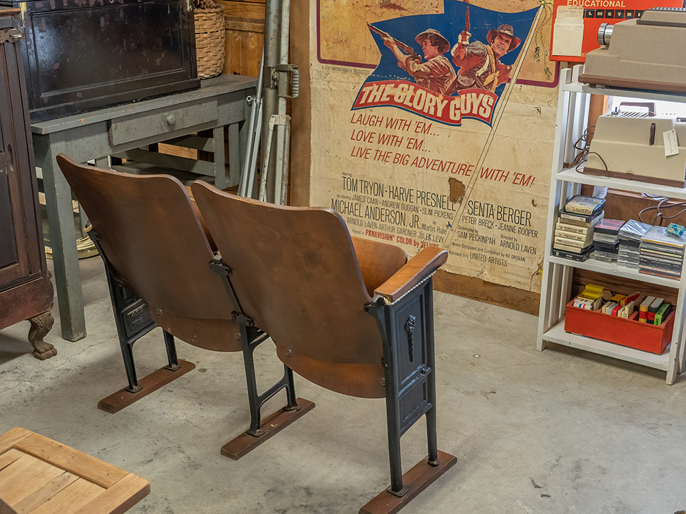 wood theater seats from old movie house