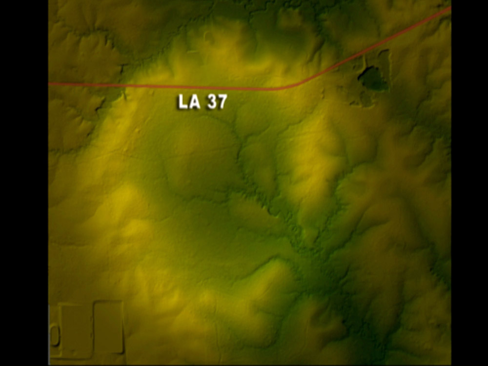 laser map image in green and yellow showing LA 37 road