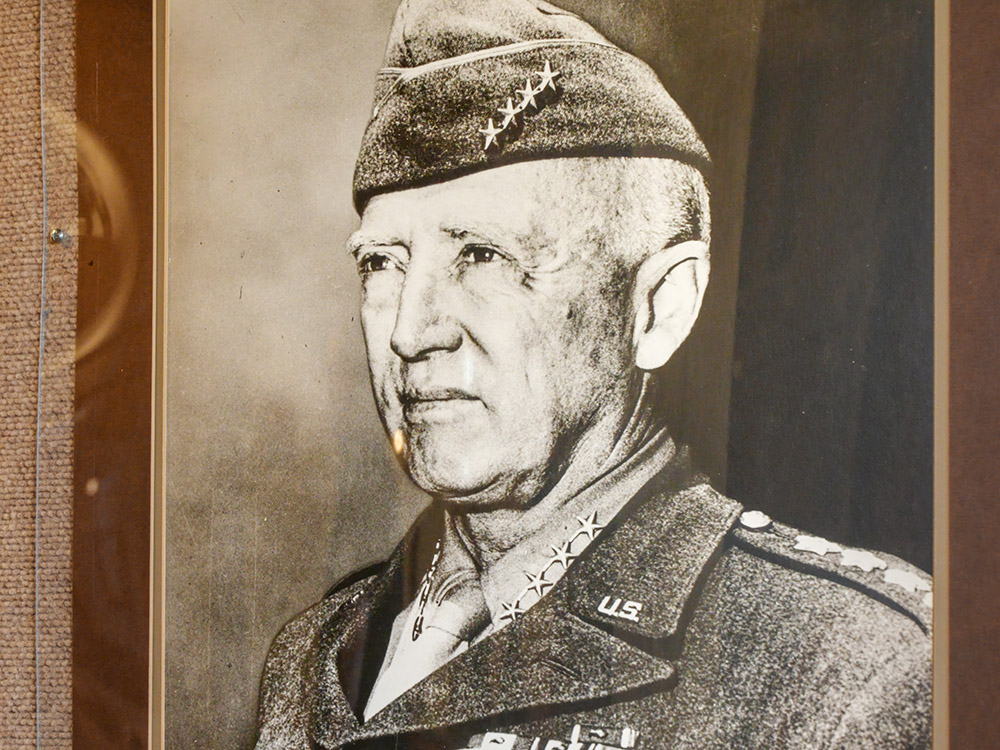 black and white photo of U.S. Army General George Patton
