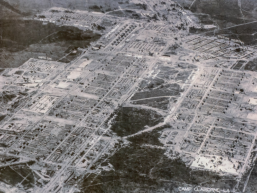 aerial view of army training camp