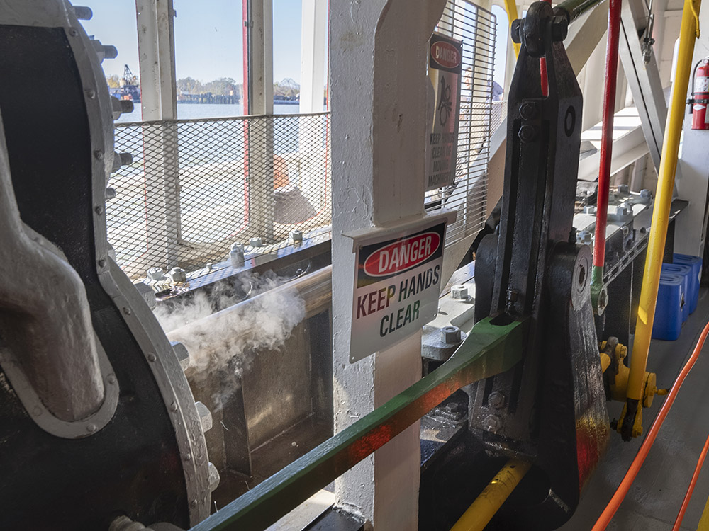 piston of steam engine powers Natchez steamboat
