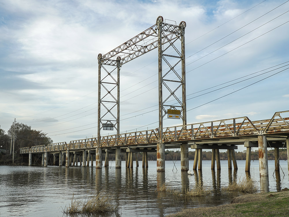 old draw bridge over water in Mooringsport, Louisiana