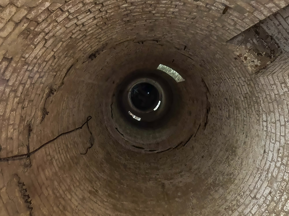 view inside circular brick lighthouse