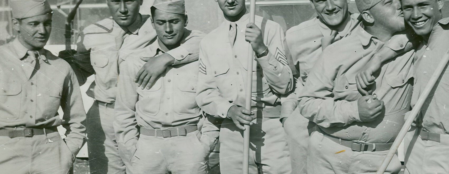 black and white photo of uniformed american soldiers in world war 2