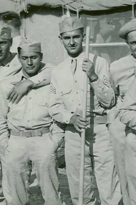 black and white photo of uniformed american soldiers in world war 2