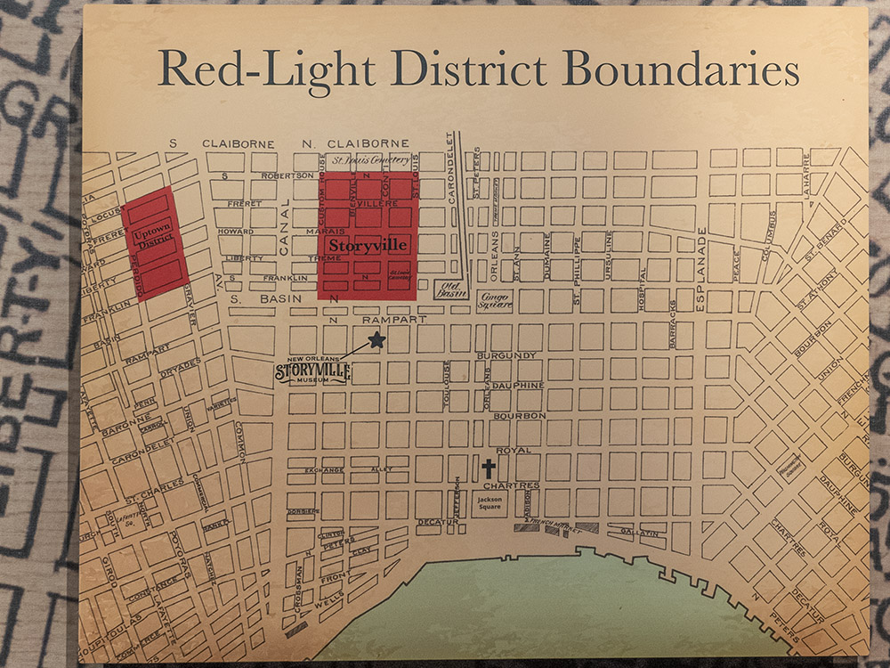 city map showing Red Light District and boundaries of Storyville