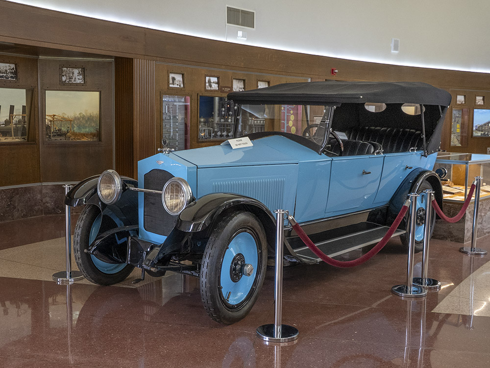 antique Bour Davis car on display in museum