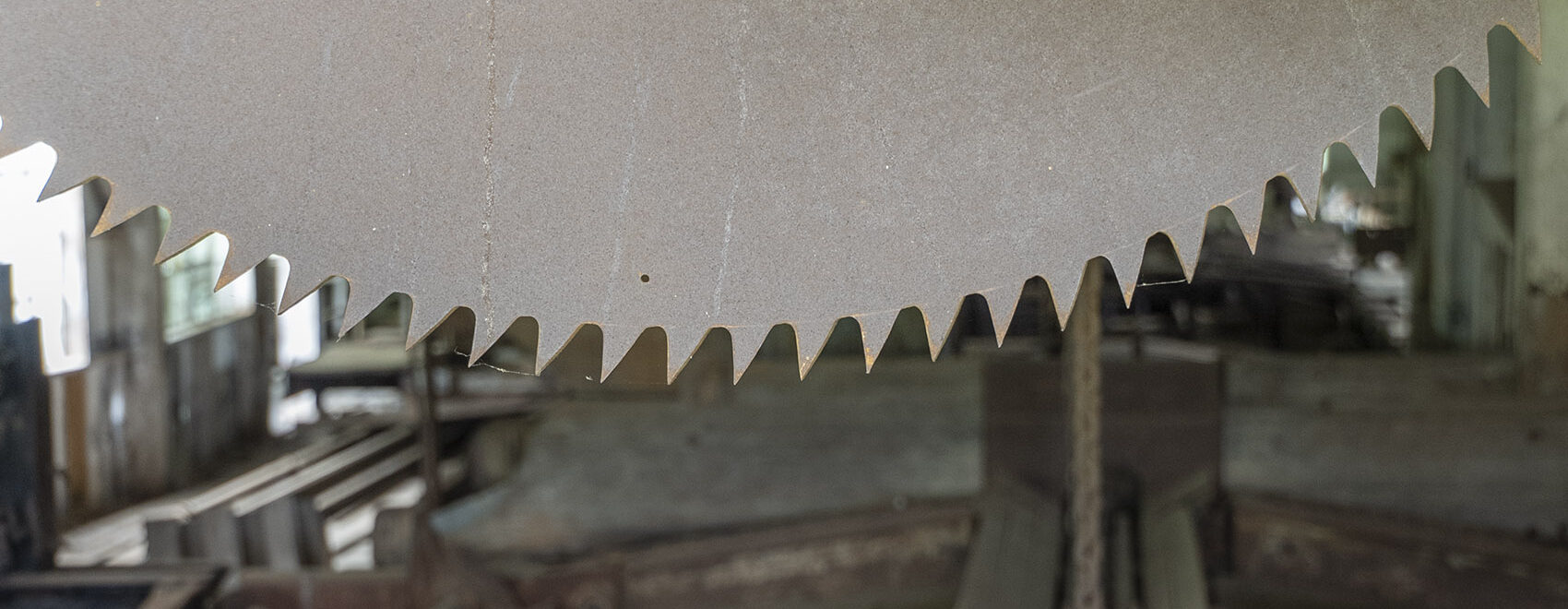 large steel saw blade in sawmill museum