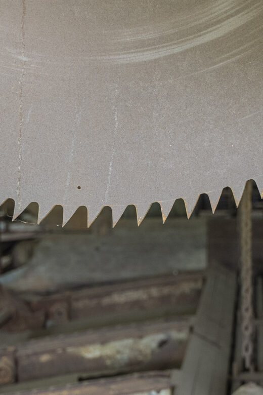 large steel saw blade in sawmill museum