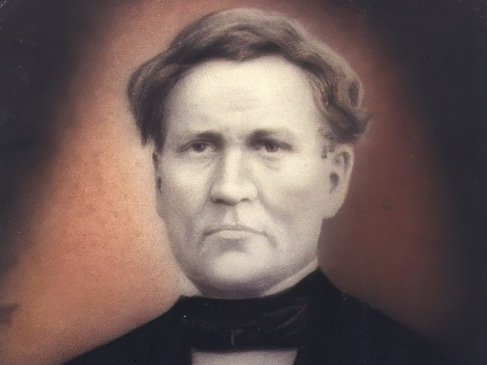 painting of middle aged man with reddish background