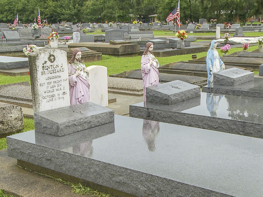 grave site of benton broussard in cemetery