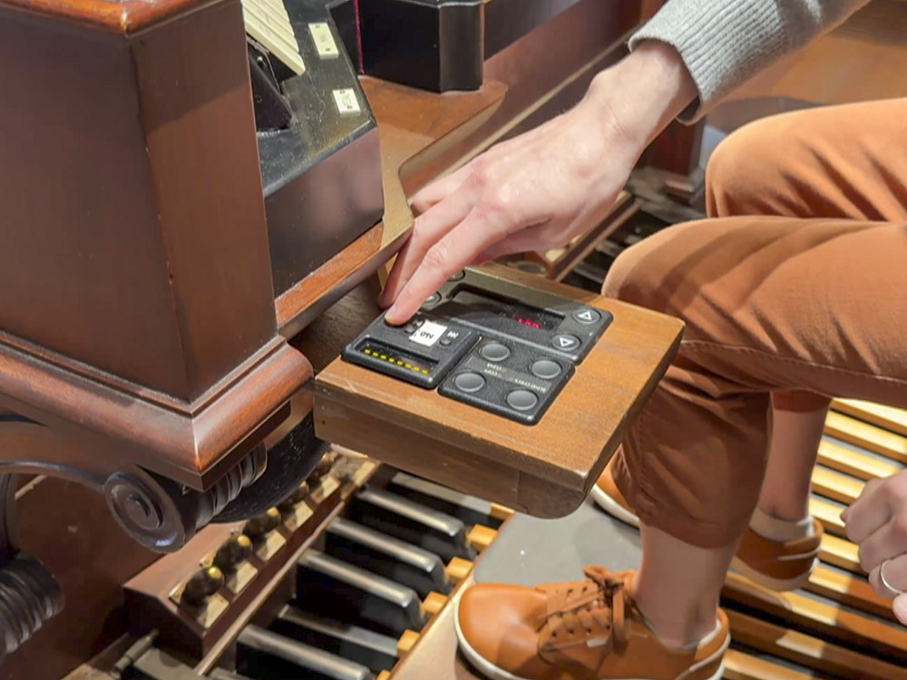electronic control panel on organ