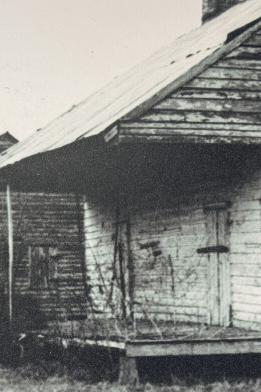 black and white photograph of old quarters houses